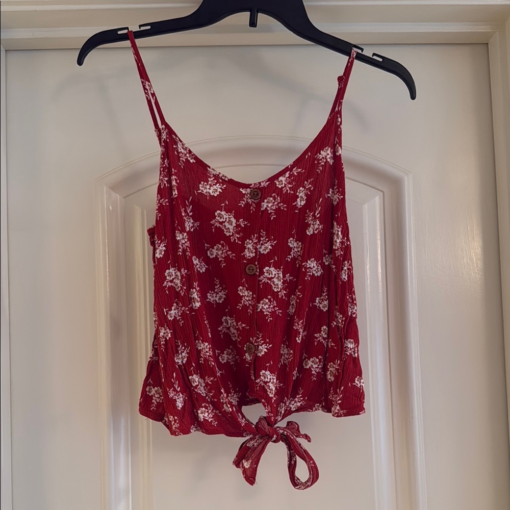 Altar'd State Red Floral Tank With Tie - small